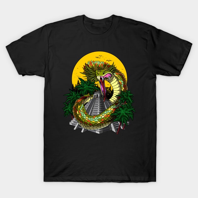 Quetzalcoatl Aztec Serpent God T-Shirt by underheaven